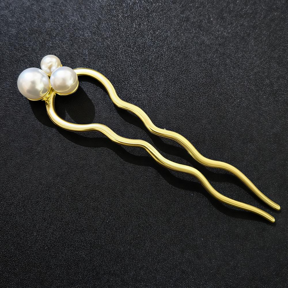 

Enamel Ginkgo Leaf Pearl Hairpin Metal U Shape Hair Stick Vintage Chinese Style Hair Accessories for Women Bun Hairstyle