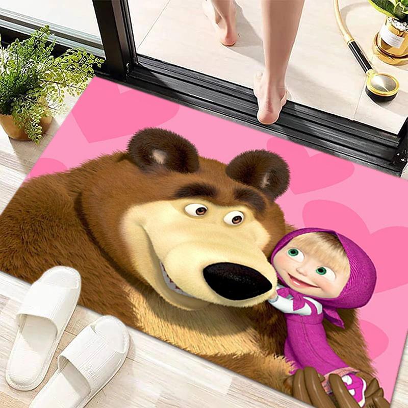 Russian animation Masha and the Bear Fairy Tale Cartoon Carpet Soft Home Living Room Bedroom Door Mat Outdoor Picnic Ground Mat rug T5