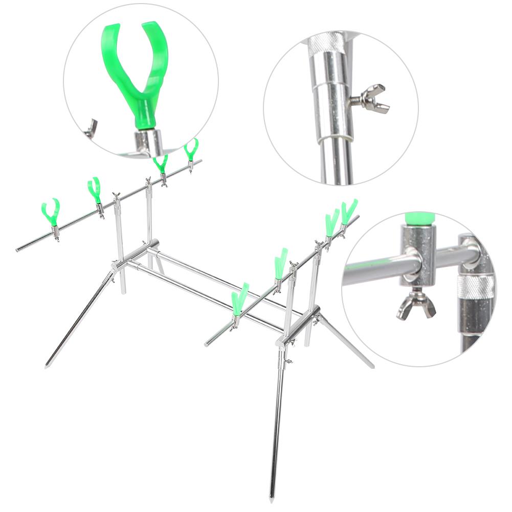 5 Head Aluminum Alloy Fishing Rod Holder Bracket Bite Alarm Telescopic Fish Frame Accessories