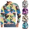 Herr sommar långärmad 3D kamouflage grafiskt tryck t-shirt topp herr streetwear kläder O-hals långärmad t-shirt dam pullover