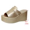 Women's Gold Platform Wedge Sandals Summer 2025 Thick Bottom Non Slip Beach Slippers Woman Fashion Peep Toe High Heel Sandalias