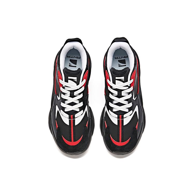 Anta Life Collection Slip Resistant Abrasion Resistant Low top Chunky Sneakers Men's Black White Red 912048821-3