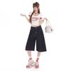 Fashion Denim Dark Blue High Waist Loose Wide Leg Cropped Capri Denim Pants For Women Trendy Versatile Slimming FigureFlattering Casual Capri Trousers