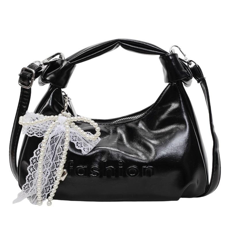 Pu Letter Shoulder Bag For Women Summer Casual Crossbody Purse With Zipper Closure чёрный