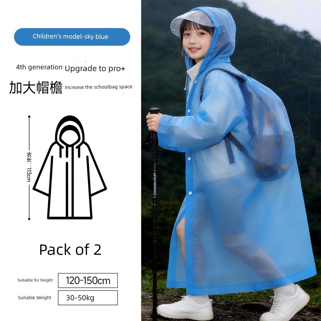 Children's Large-Brimmed Face-Protecting Disposable Raincoat for School, Special for Kids, Can Be Carried with a Backpack, Rainproof Poncho, Portable