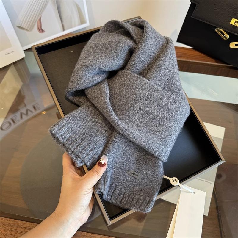High Quality 100% Wool Scarf Women Men Autumn Australian Pure Wool Knitted Muffler Female Male Solid Simple Decorate Scarves