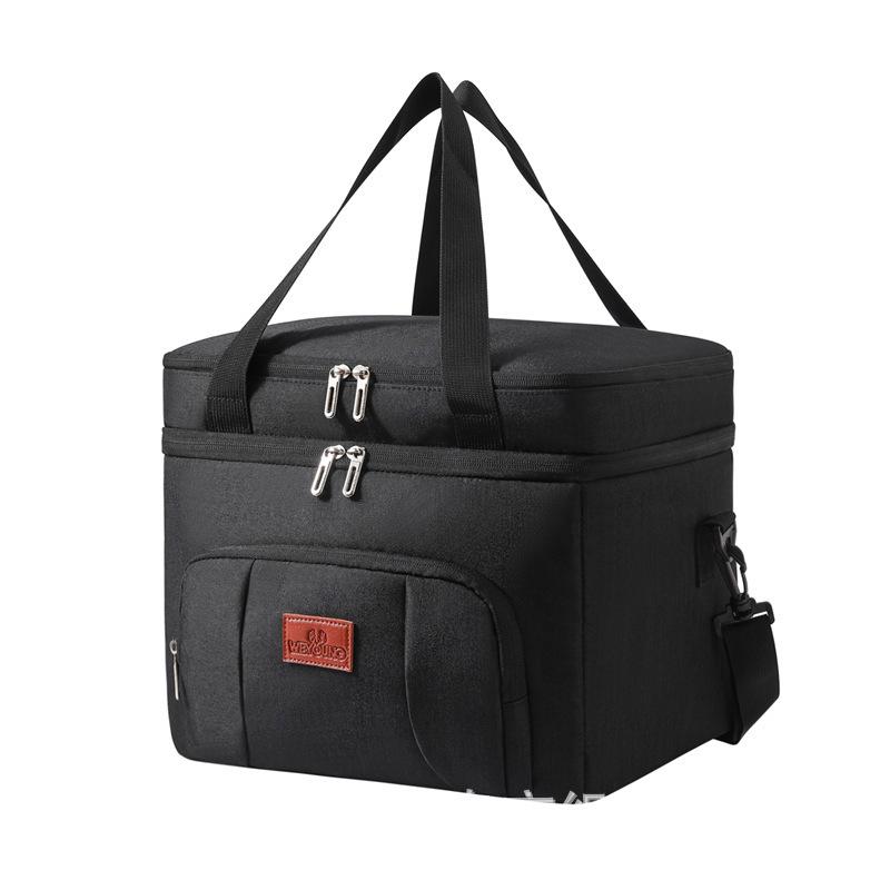 Double-Layer Insulated Picnic Bag - Large, Single Shoulder, Waterproof, Heat-Pressed, Fresh-Keeping, Outdoor Handheld.
