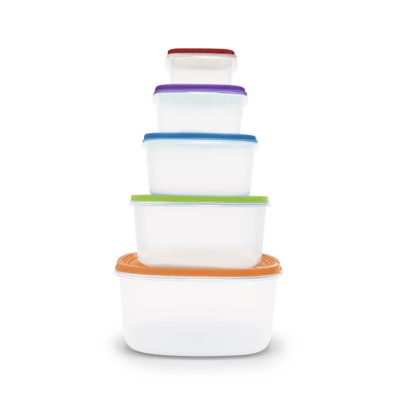 KitchenCook Ktup5c - Multicolour - Set of 5 Food Storage Boxes - Stackable - BPA Free