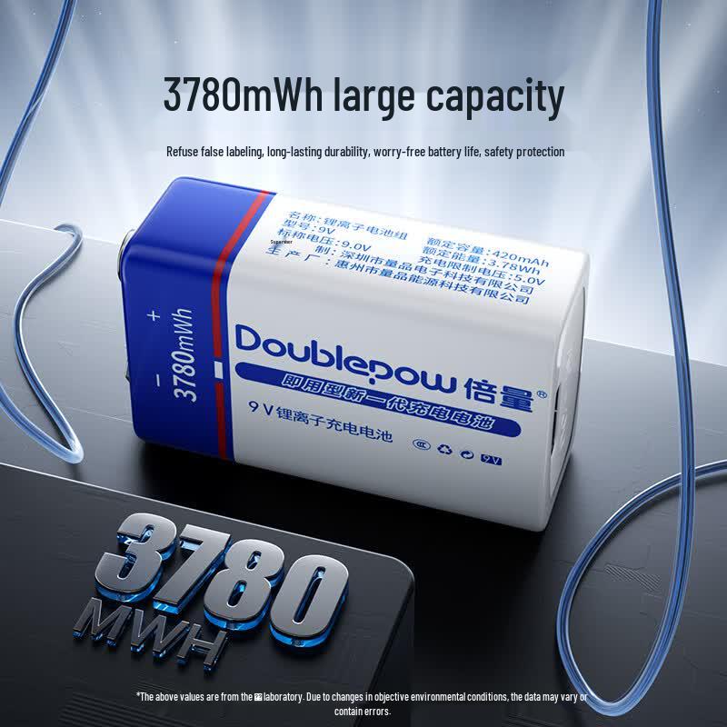 Doublepow 9V Type-C USB Rechargeable Lithium Battery CN plug (adapter included)