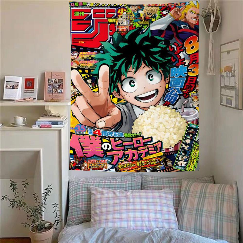 My Hero Academia Izuku Midoriya Tapestry Anime Wall Hanging Aesthetic Room Decor Cool Room Stuff Background Cloth for Bedroom