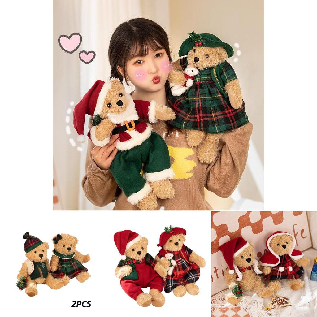 Orsacchiotto di Peluche di Natale Coppia di Bambole Rosse Con Disegno di Orsetto Perfetto Per Natale!