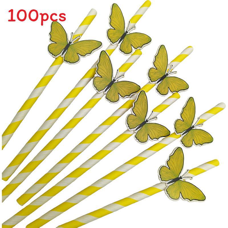 Butterfly Card Disposable Ecofriendly Paper Drinking Straw For Party Decor And Cocktails