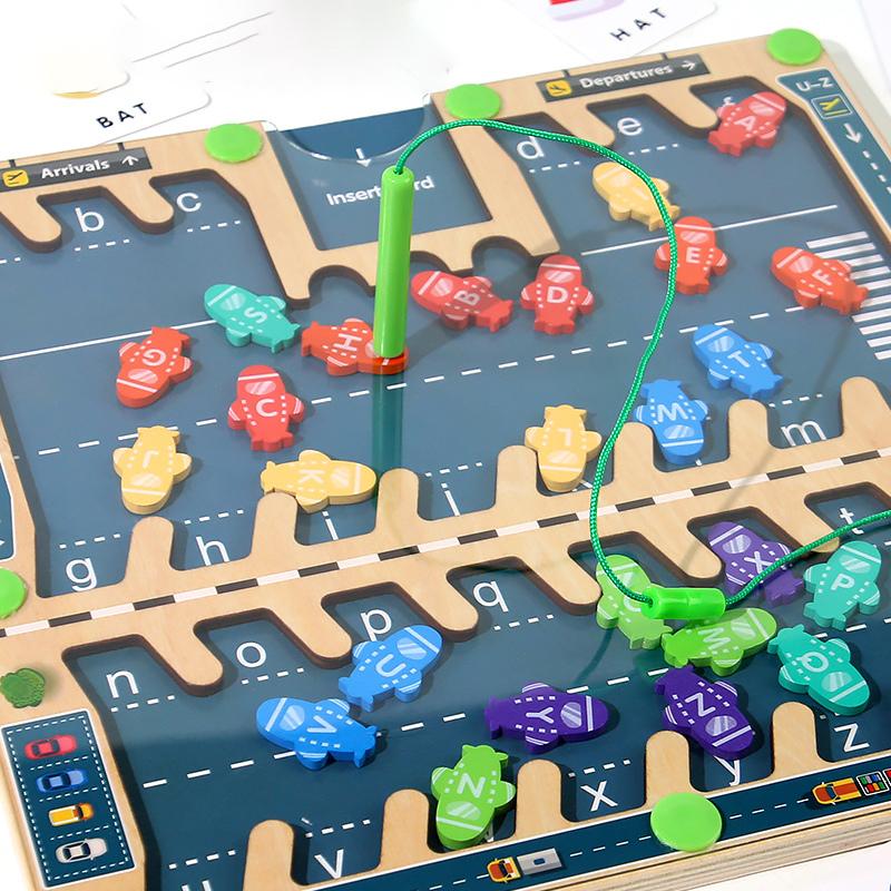 Magnetic Alphabet Board Montessori Magnetic Alphabet Maze Puzzle Parking Lot Puzzle For Children Preschool Magnetic Sorting Game