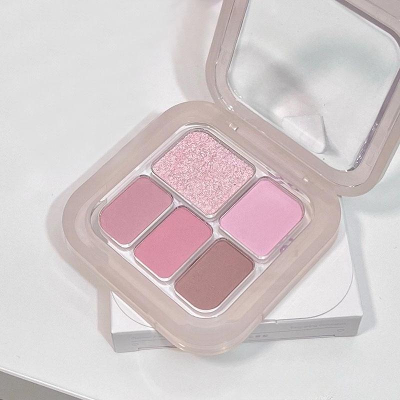 Five-color Eyeshadow Palette Pink Brown Earth Color Cement Smoky Pearlescent Eyeshadow Portable Student Novice Cheap