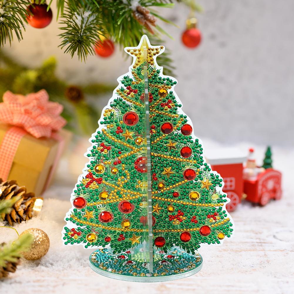 Special Shaped Christmas Tree Diamond Painting Tabletop Ornaments Kit Table Top Diamond Painting Ornament Kits Xmas Decor