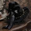 Halloween Night Decorations Witch Hat for Women Lace Wizard with Ribbon Bow Black Party Mesh Veil Costume Accessory Adults Fancy Dress Cosplay