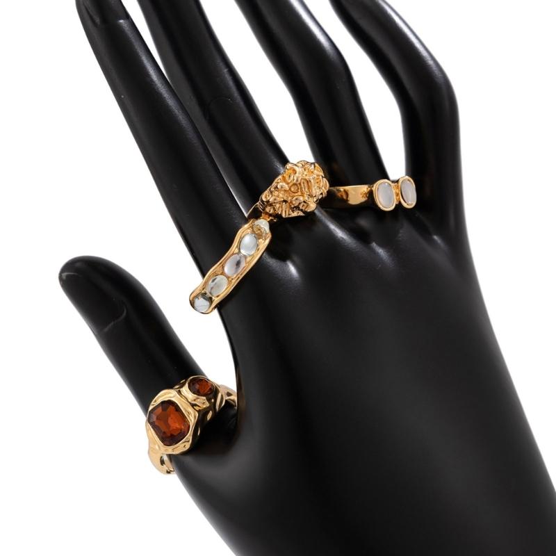 Fashionable Sturdy Metal Geometric Rings Set with Stylish Gemstones Portable for Fashion Women Ladies Casual Wear