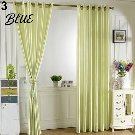 1Pc Through Rod Curtain Drape Door Color Panel Window Solid Room Blackout