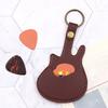 Guitar-Shaped Picks Holder Faux Leather Guitar Pick Case Portable Plectrum Storage Bag