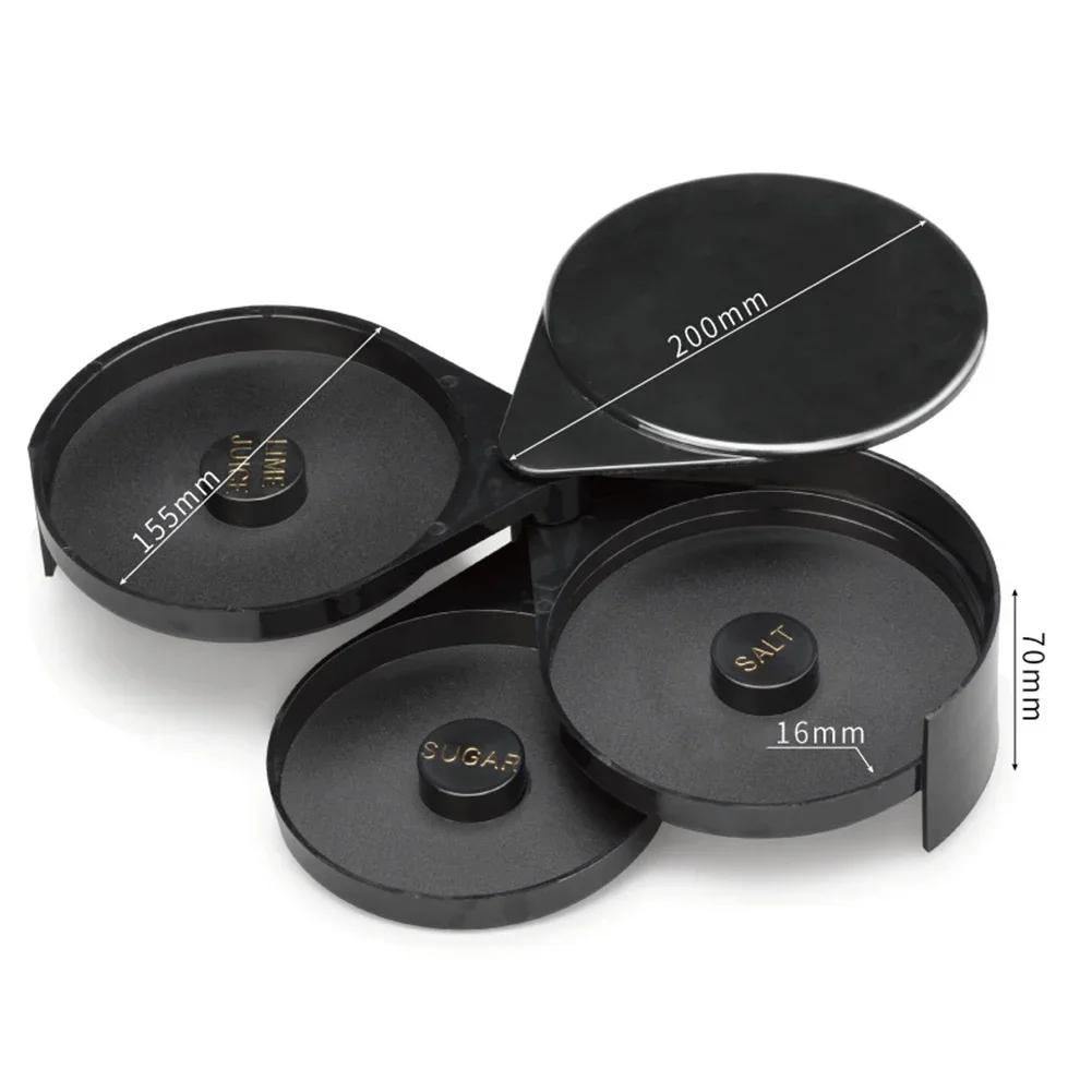 

Специальная коктейльная соляная коробка с тремя слоями для приправы коктейлей Пластиковый контейнер для соли, сахарная коробка с краями чёрный