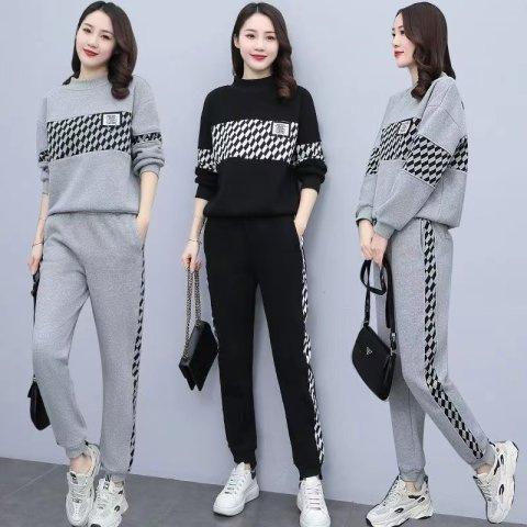 Women Plus Size 2 Piece Outfit Long Sleeve Top And Long Pants Set Autumn Winter Casual Sport Tracksuit For Curvy Ladies