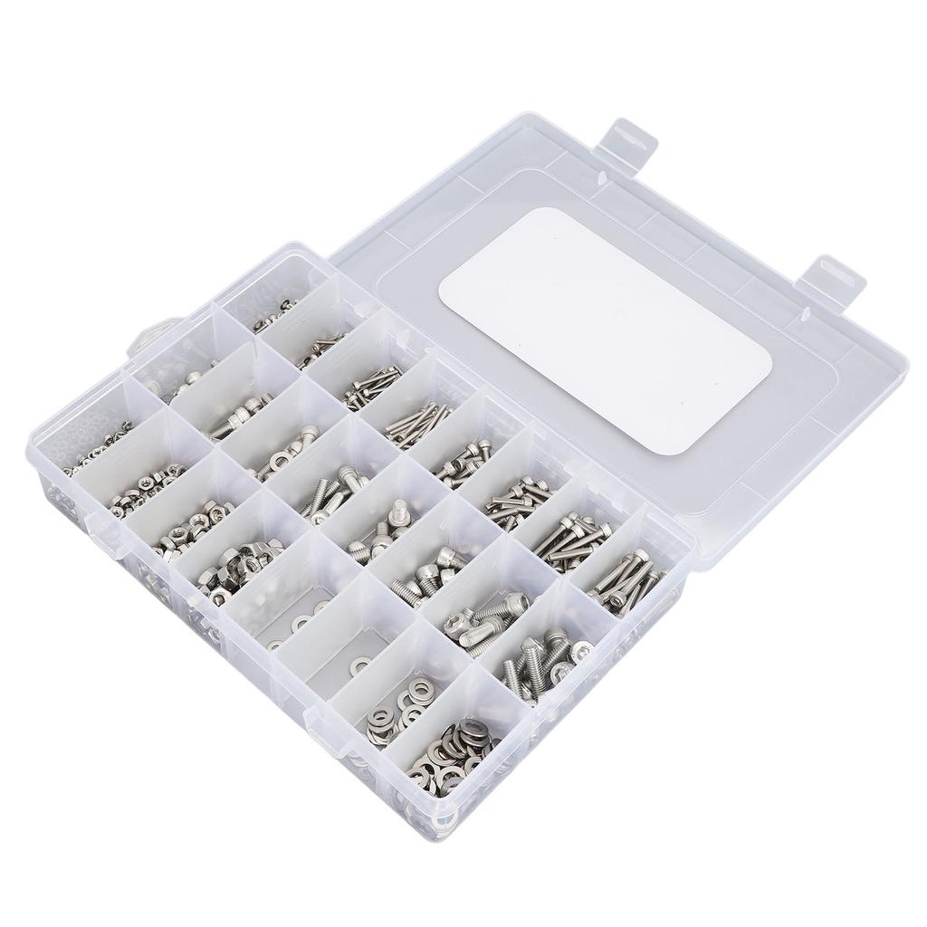 880PCS Stainless Steel Screw Assortment Kit M2 M3 M4 M5 Cylindrical Hex Head Bolts Nuts Flat
