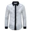 2026 New Men's Fashion Long Sleeve Shirt Sequin Hollowed Lapel Nightclub Party Long Sleeve Shirt for Men