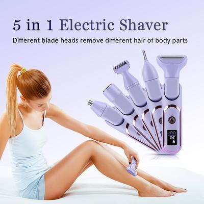 Aparat de ras electric 5 în 1 fără durere pentru femei, epilator reîncărcabil, aparat de ras electric pentru femei, trimmer pentru părul din nas, epilare corporală, mașină de ras