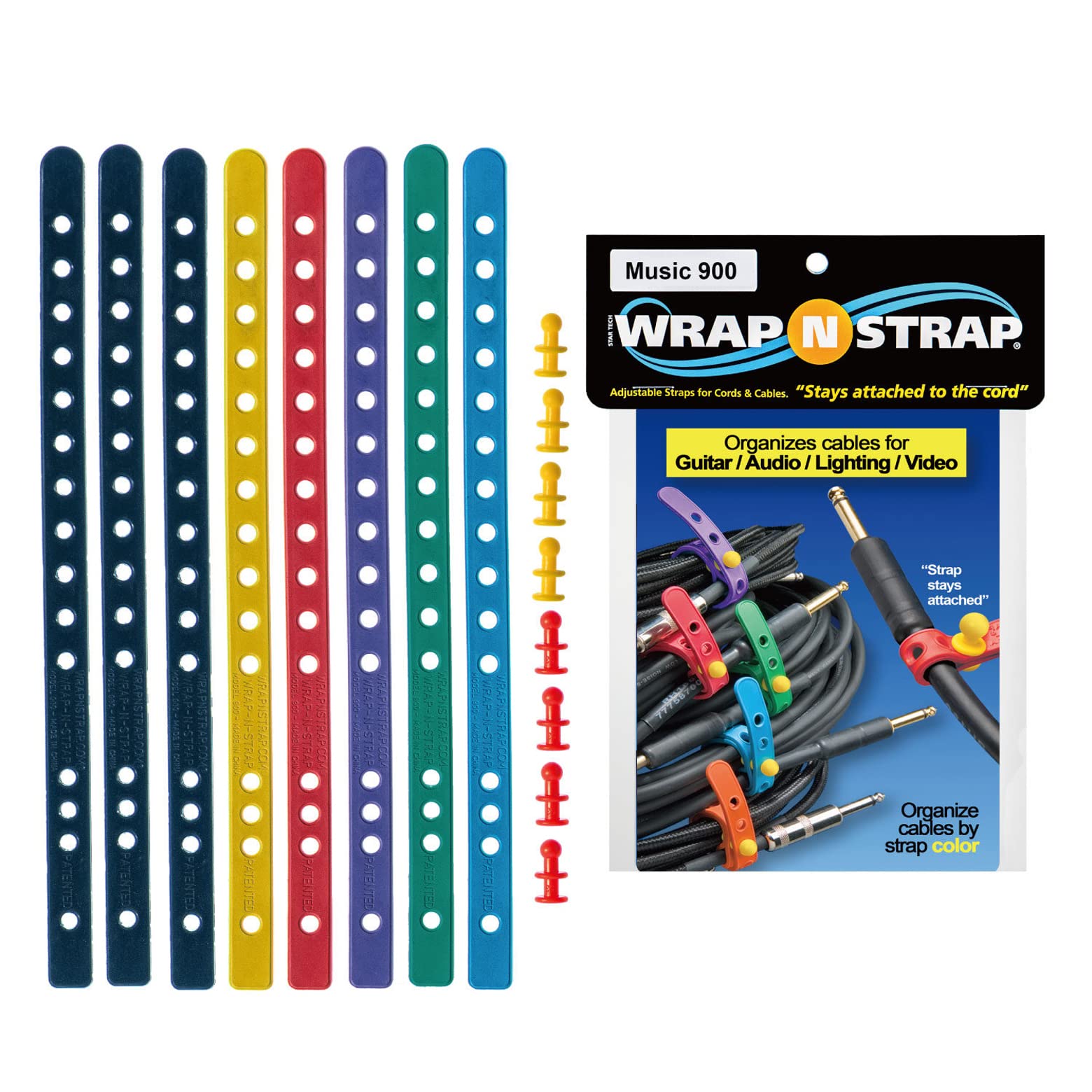 

900M Rubber Cable 9 Set of 8 Wrap-N-Strap Ties, Inch,