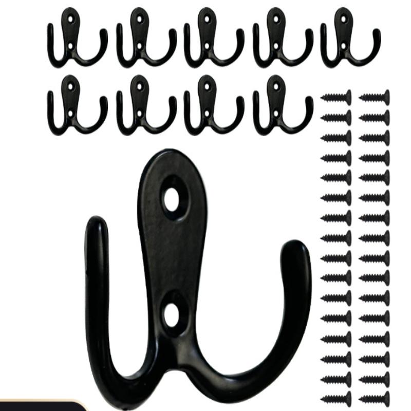 10/5Pcs Coat Hooks Wall-Mounted 2 Hole Towel Hanger For Coats Hat Clothing Home Storage Hook Wall Hook Towel Hanger For Hardware