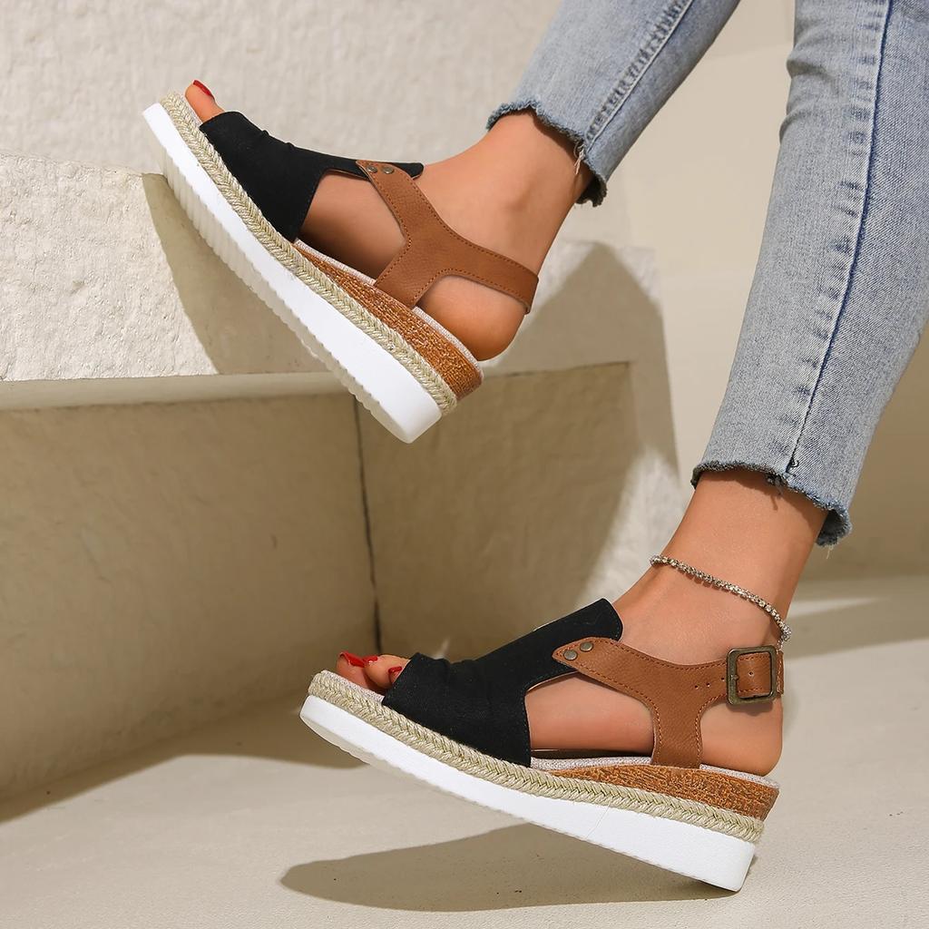 Women 2025 Plus Size 36-43 Platform Rome Sandles Woman Lightweight Summer Beach Shoes Comfortable Elastic Band Wedges Sandals