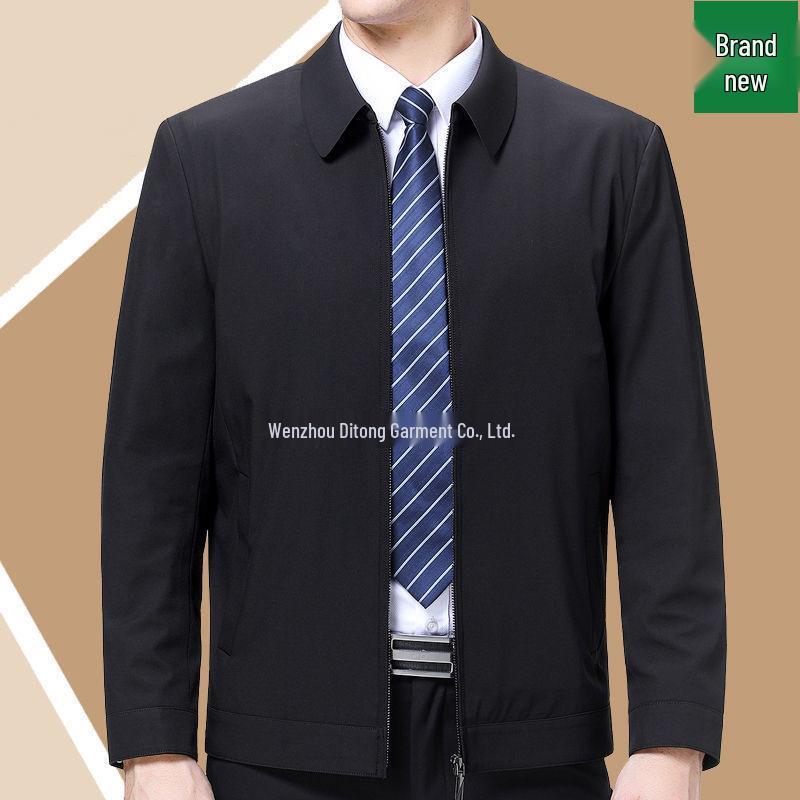 2024 Spring/Autumn High-Quality Lapel Jacket for Middle-Aged and Elderly Men - Fashionable Business Casual Outerwear