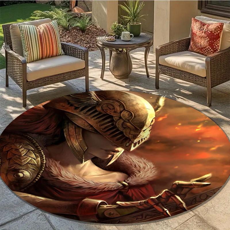 Elden Ring Round Area Rug,Carpet Rug for Living Room Bedroom Sofa Playroom Decor,Non-slip Floor Mat2