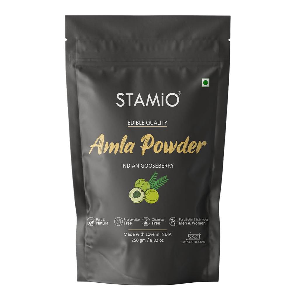 Stamio Amla Powder Pure Seedless Indian Gooseberry Sun Dried | 250gm 0.5lbs