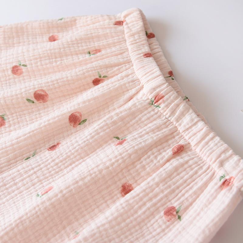 Women's Short Sleeve Cotton Gauze Pajamas - Lightweight, Loose Fit for Spring, Summer, and Autumn