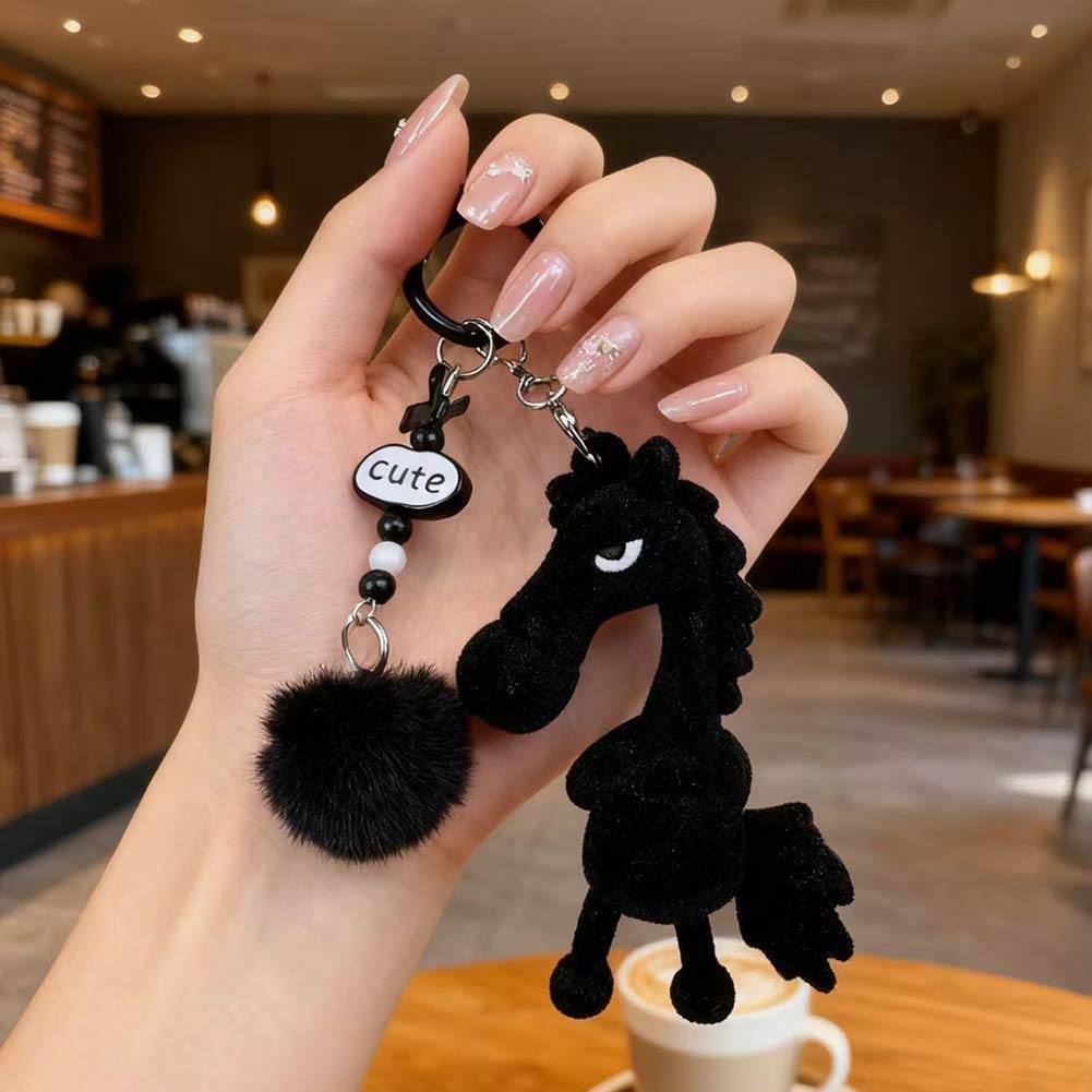 Cute Horse Keychain for Backpacks, 3 Inch Horse Plush Keychain Purse Charms for Girls Year of the Horse Plush Keyring Ornaments