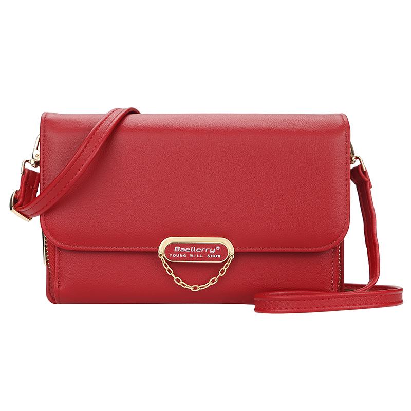 Сумка через плечо Горизонтальная молния Многофункциональная сумка на плечо Женский длинный кошелек Модная сумка для мобильного телефона Женщины one size темно-красного