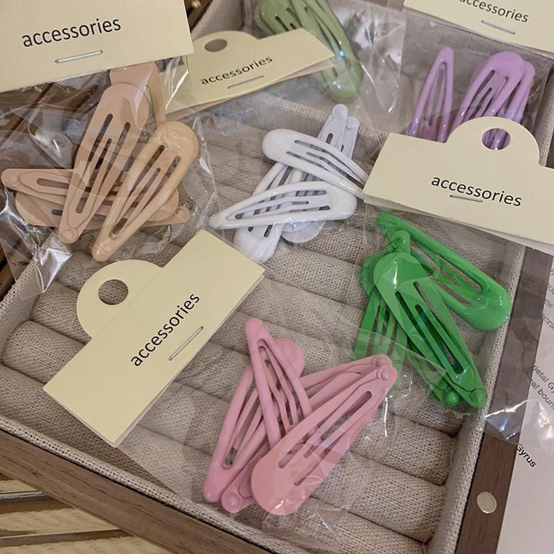5PCS Waterdrop Shape Hair Clips Candy Color Girls Bangs Clip Edge Clip Women BB Hairpins Metal Snap Hairgrips Hair Accessories
