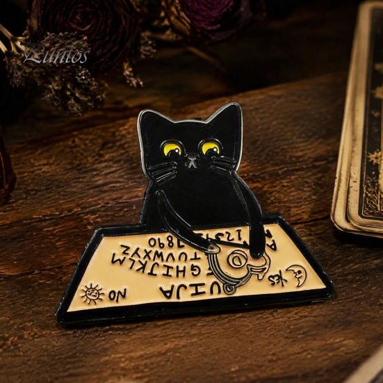 Animal Lapel Pin Cartoon Black Cat Brooch Pin, Enamel for Canvas Bags Men Women, Decorative Badge Clothing Scarves Sweaters Metal Jackets Pins