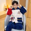 Cute Cartoon Boys' Coral Fleece Pajamas - Cozy Winter Flannel Sleepwear for Kids