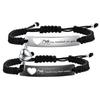 Polished Engravable Heart Cutout Hand-Woven Magnetic Clasp Couple Bracelet