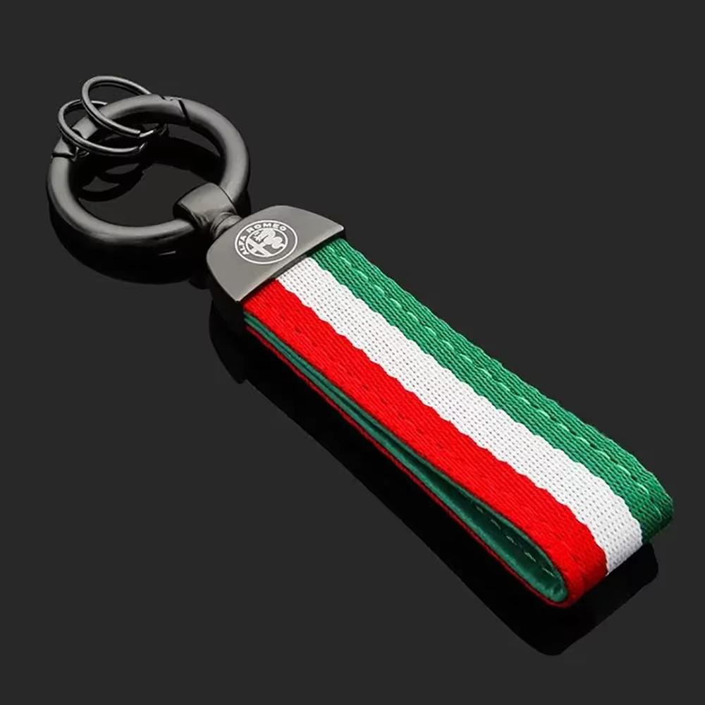 2026 Heißes Alfa Romeo 1 Stück Luxuriöses Leder Auto Abzeichen Schlüsselanhänger für Alfa Romeo Logo 159 Giulietta Giulia GT 156 Mito Stelvio Schlüssel Cha