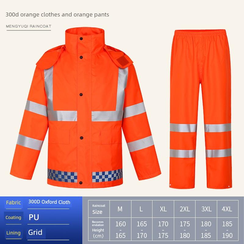 Sanitation Workwear Raincoat, High-Visibility Reflective, Two-Piece, Unisex Outdoor Work Waterproof Suit