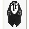 Streetwear Punk Rhinestone Halter Neck Strap Sleeveless Vest Sexy Tank Top Vintage Goth Aesthetic Summer Fashion Casual Camisole