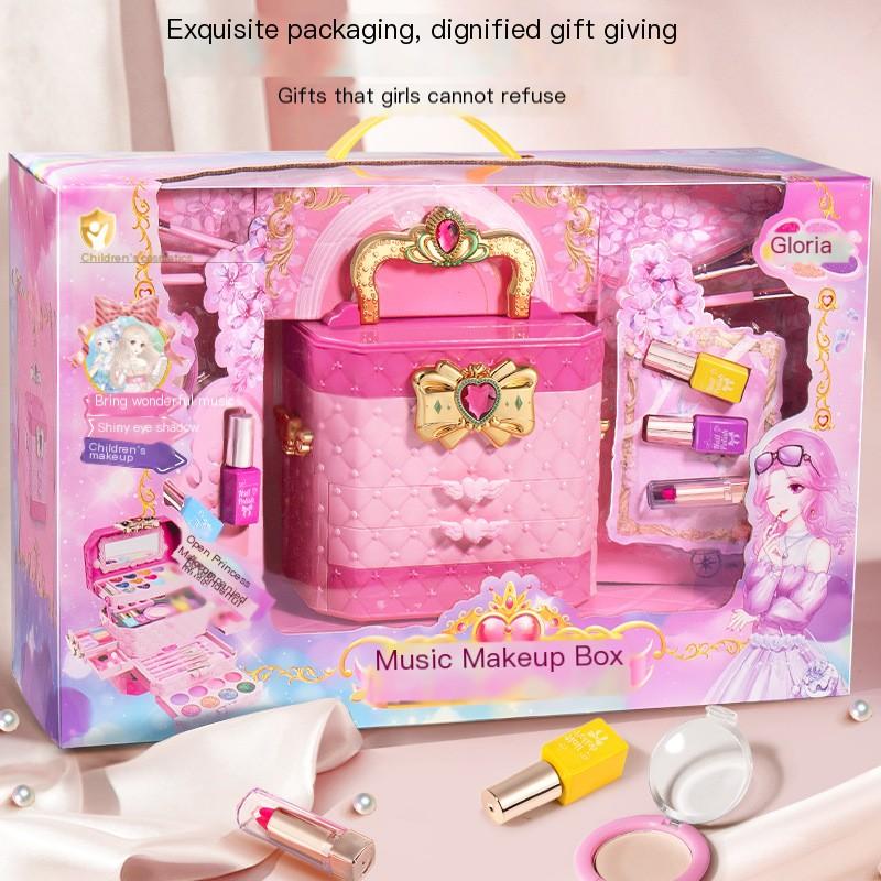 Kinderen wasbare make-up meisjes speelgoed - Kinderen make-up kit voor meisjes, echte make-up set, kleine meisjes make-up kit voor peuters kinderen pr