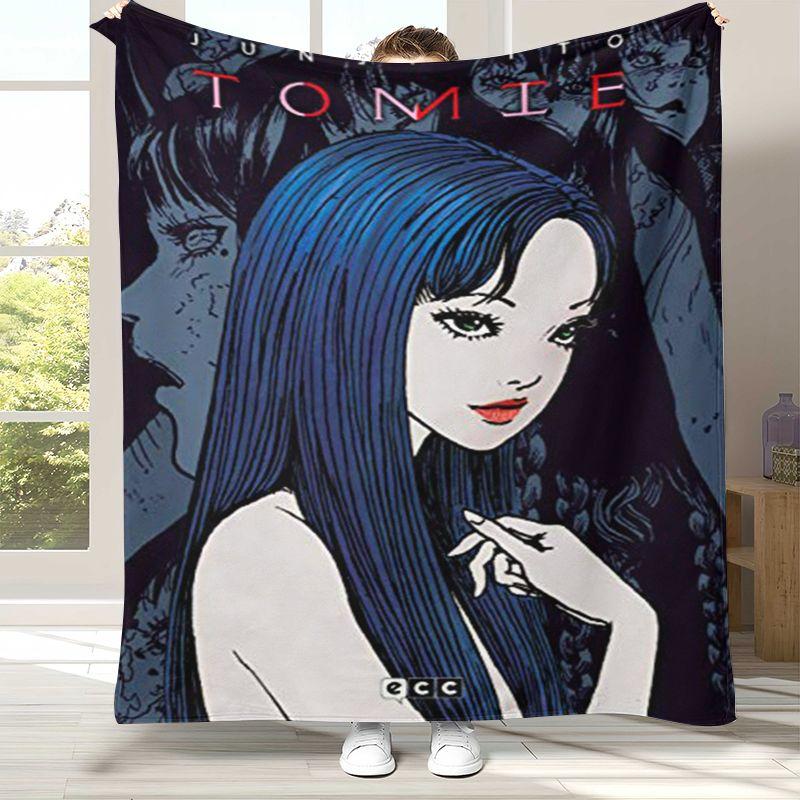 Horror Junji Ito Tomie Kawakami Ghost Flannel Blanket,Ultra Soft Warm Plush Throw for Home Bedroom Bed Sofa Cover Camping Picnic