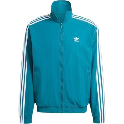 Originals Adicolor Serie Bequeme Lockere Passform Stehkragen Reißverschluss Langarmjacke Herrenjacke Traditionell-Cyan IZ2415