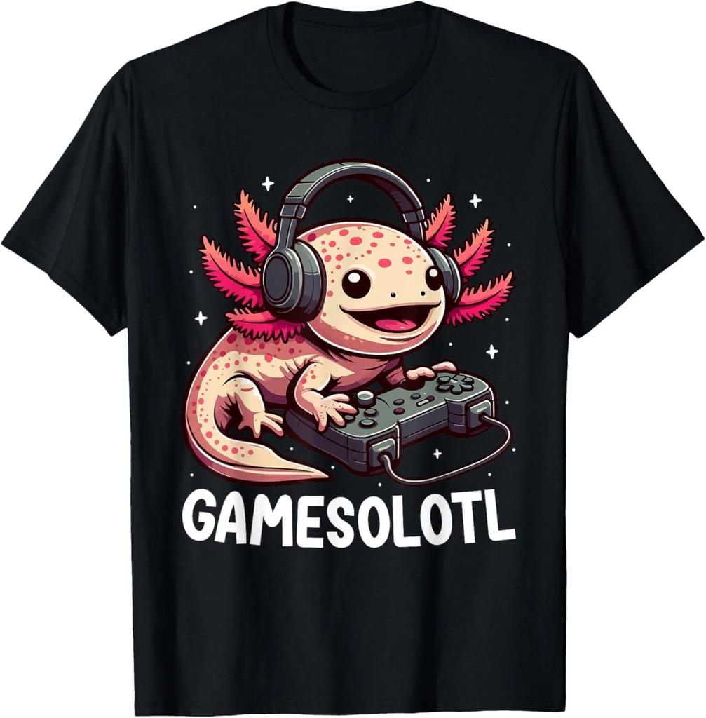 Gamesolotl Axolotl Videogiocatore Kawaii Anime Regali Ragazzi Adolescenti Maglietta