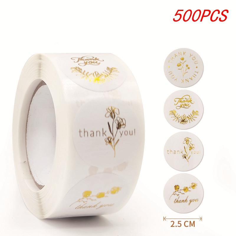 100-500Pcs 1Inch/2.5CM Golden Thank You Stickers For Gift Card Box Package Party Wrapping Decorate Baking Food Small Business