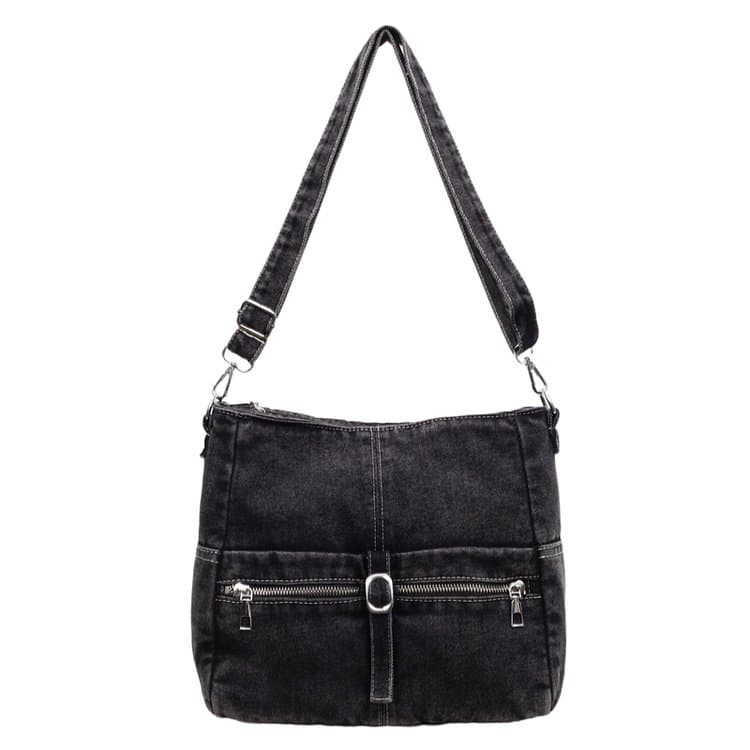 Vintage gewaschene Denim-Tasche mit großem Fassungsvermögen